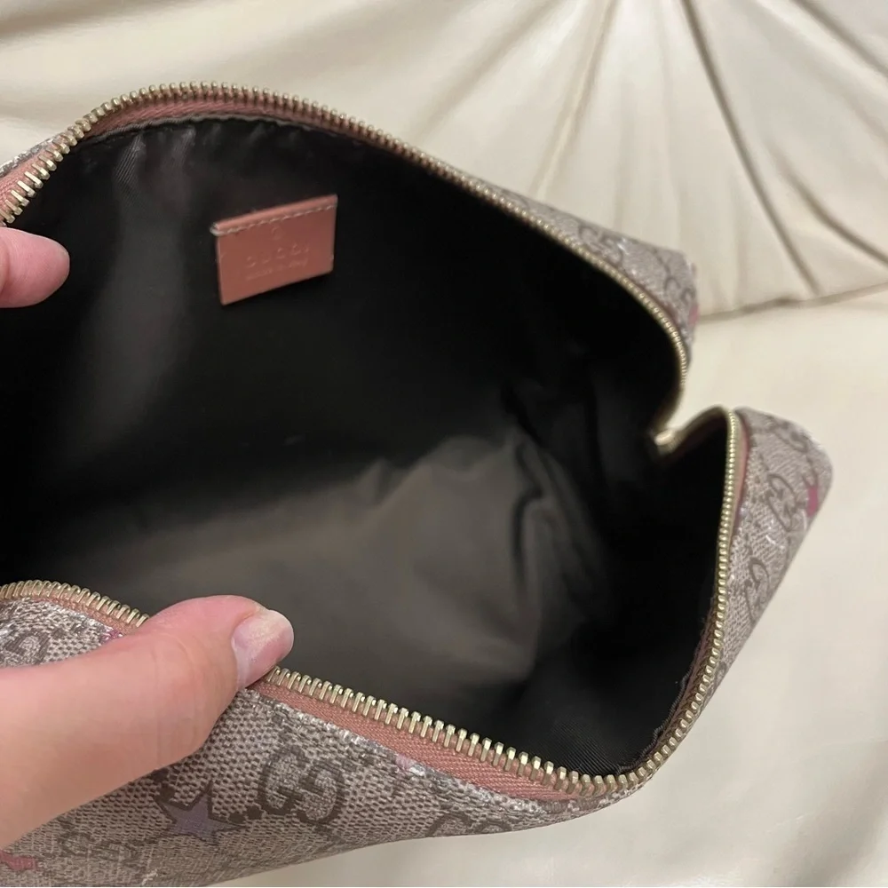 GUCCI SUPREME Star Print Zipper Cosmetic Pouch Make Up Bag